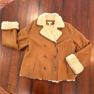 Ann Taylor LOFT Faux Suede Shearling Jacket, size L